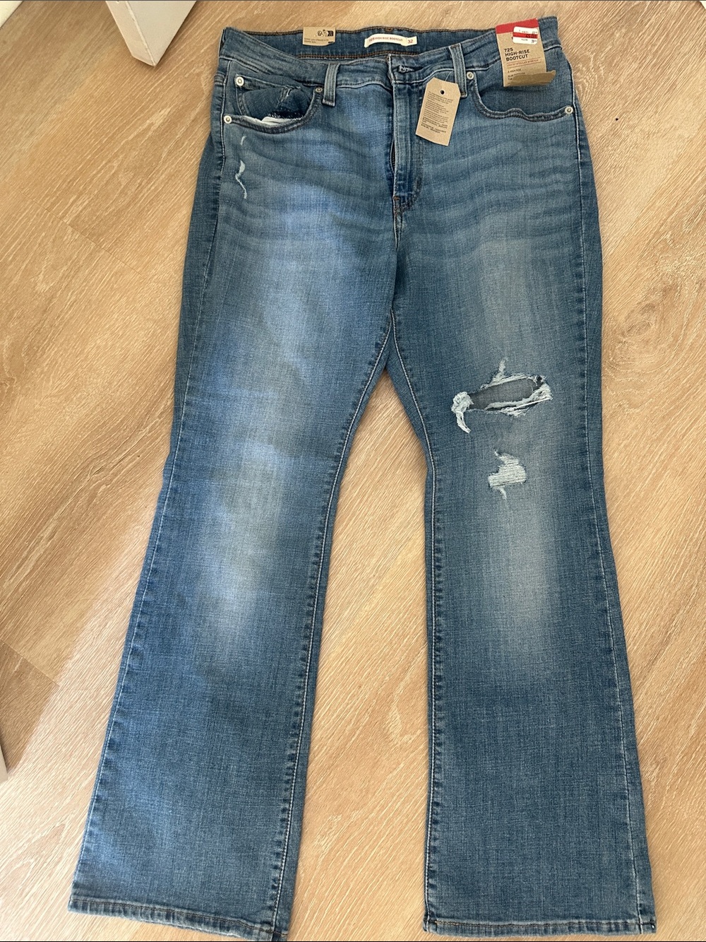 Levi's Women's Blue Bootcut Distressed Jeans
